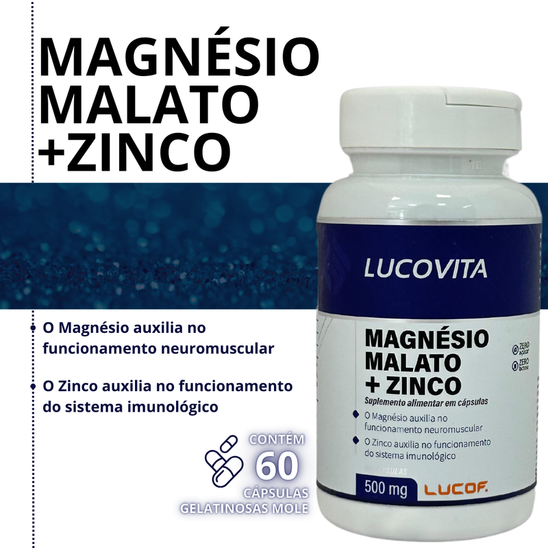 MagnésioMalato + Zinco - Lucof 500mg