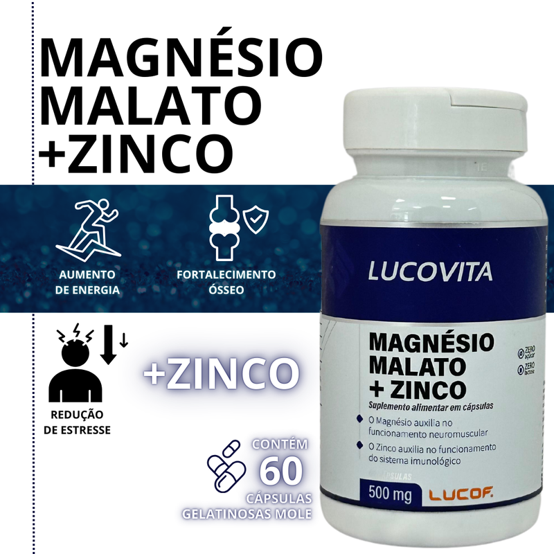 MagnésioMalato + Zinco - Lucof 500mg